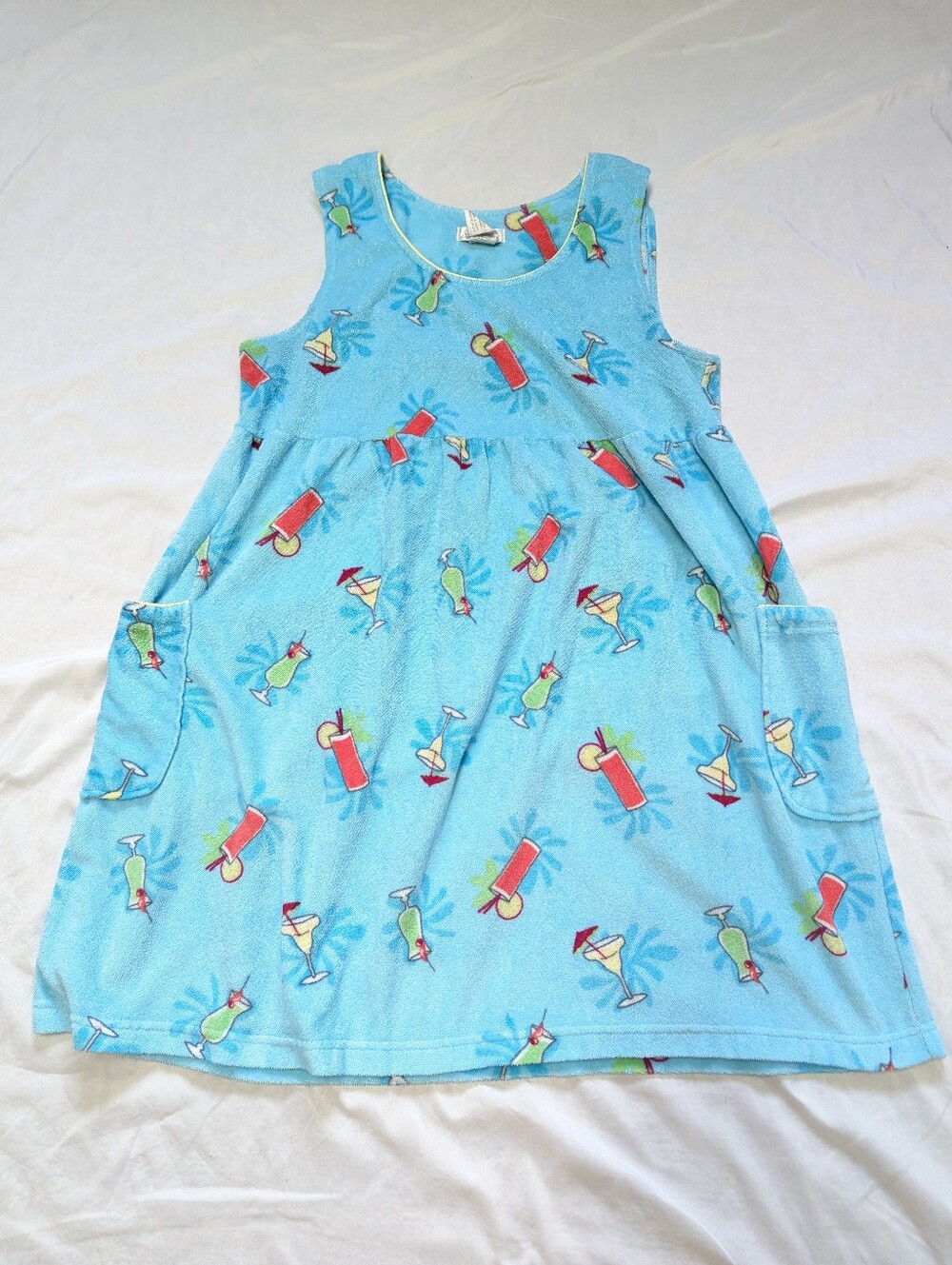 Jasmine Rose Terry Cloth Cover Up Pockets Daiquiri Margarita Bloody Mary Print L